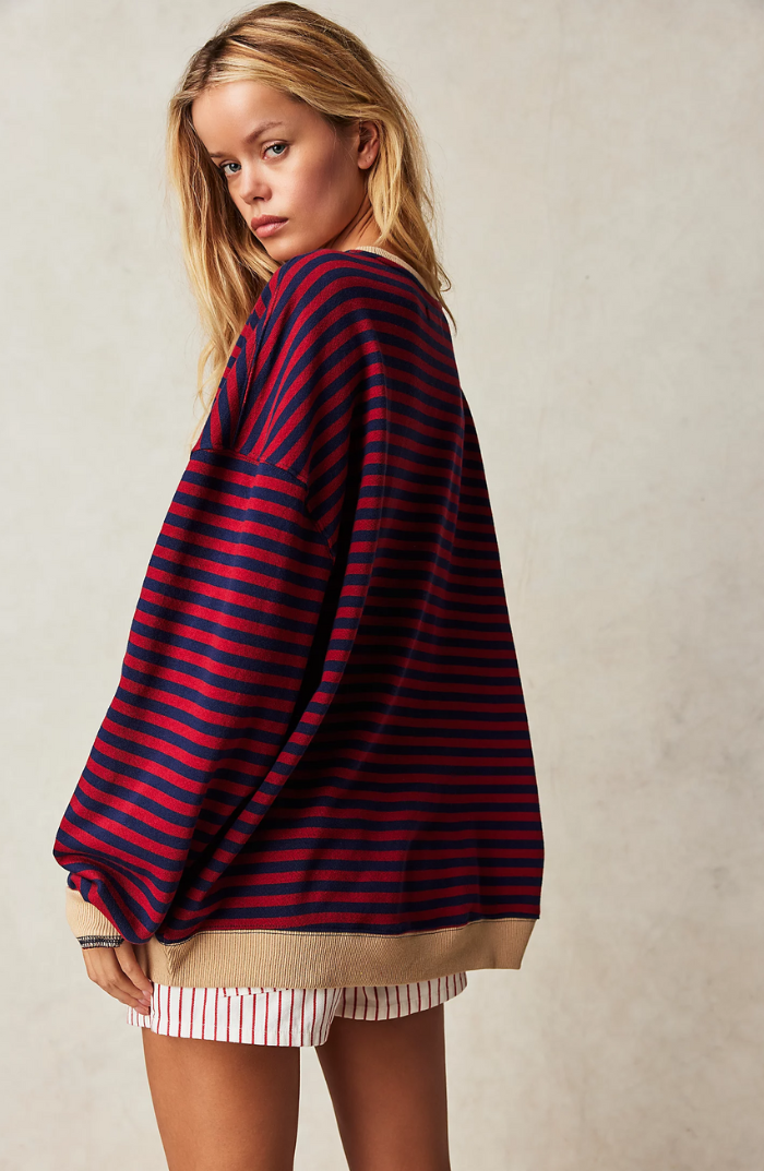 Liliane™ - Lebhafter Gestreifter Oversize-Pullover mit Akzenten