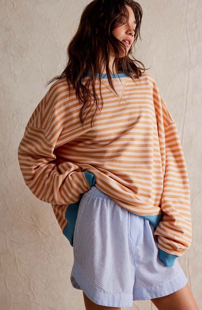 Liliane™ - Lebhafter Gestreifter Oversize-Pullover mit Akzenten
