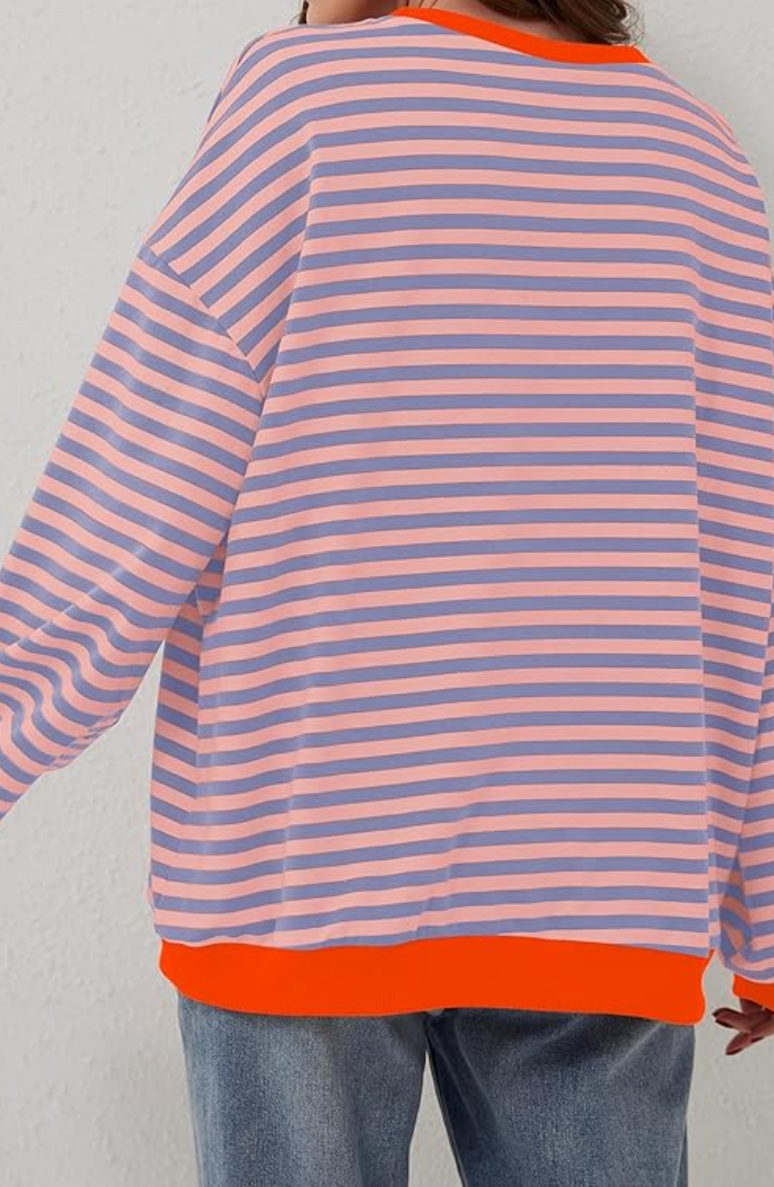 Liliane™ - Lebhafter Gestreifter Oversize-Pullover mit Akzenten